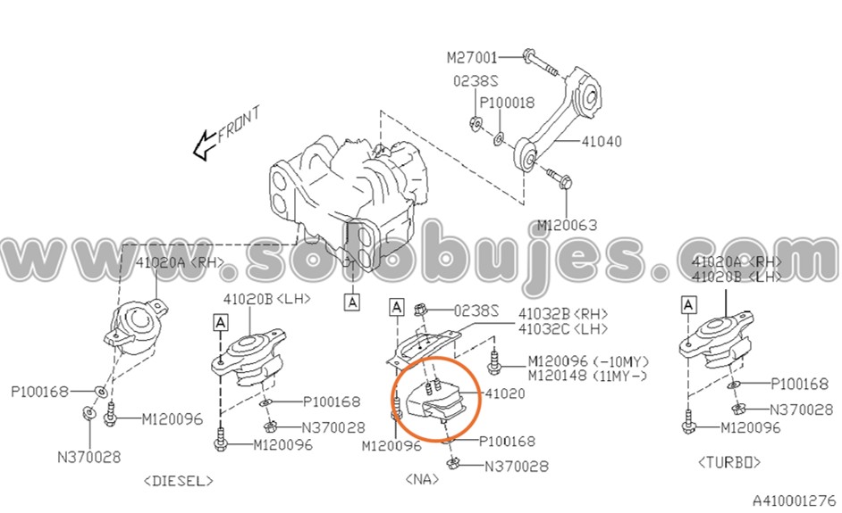 Soporte motor delantero Forester 2011 catalogo