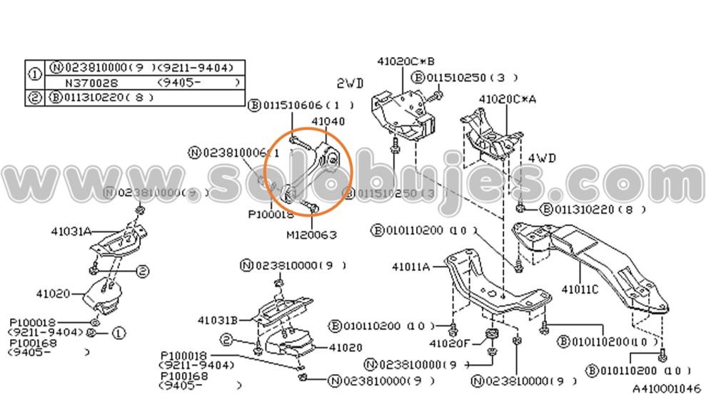 Soporte motor trasero Impreza 2016 catalogo