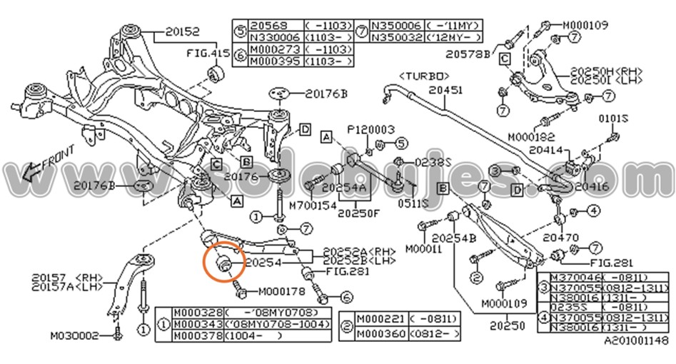 Buje brazo trasero WRX 2022 catalogo