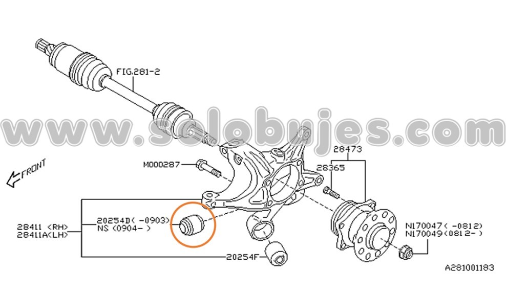 Buje hidraulico WRX 2018 catalogo