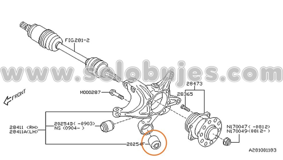 Buje portacacho WRX 2015 catalogo