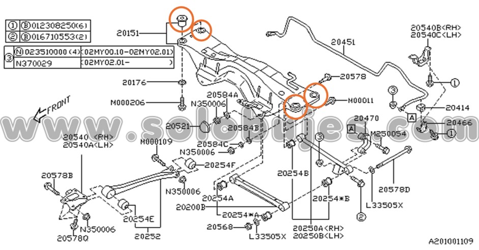 Buje puente trasero WRX 2002 catalogo
