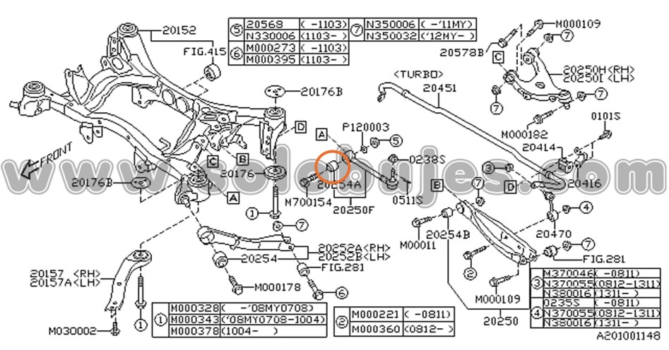 Buje rotula trasera WRX 2018 catalogo