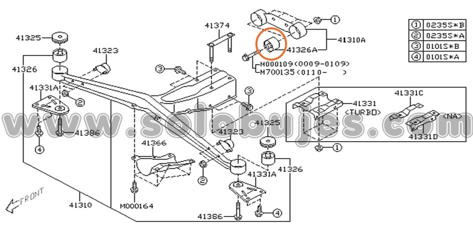 Buje soporte diferencial WRX 2007 catalogo