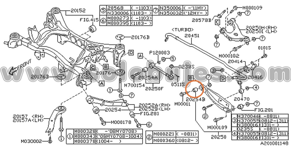 Buje tijera trasera WRX 2020 catalogo