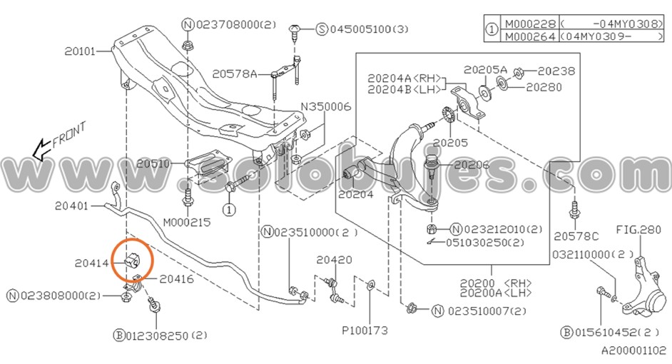 Cauchos estabilizadora WRX 2006 catalogo