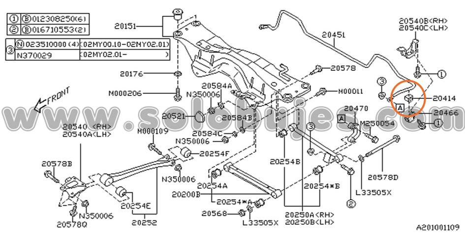 Cauchos estabilzadora trasera WRX 2002 catalogo