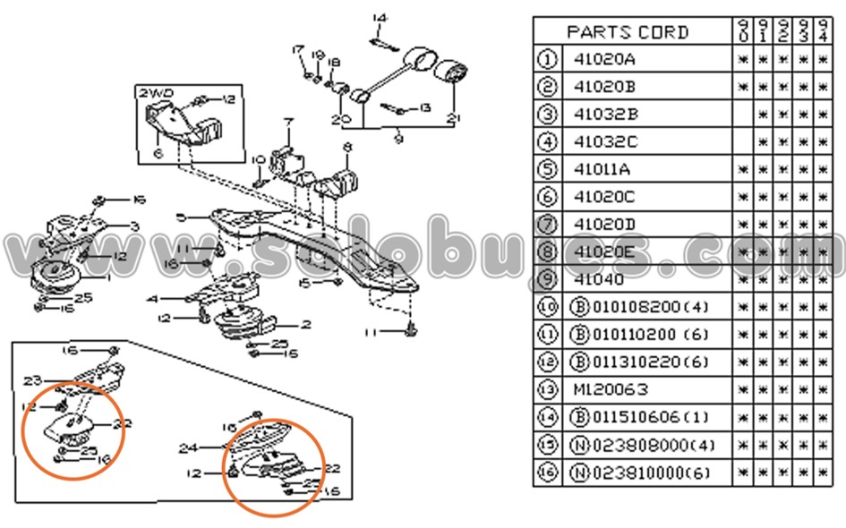 Soporte motor Legacy 1991 catalogo