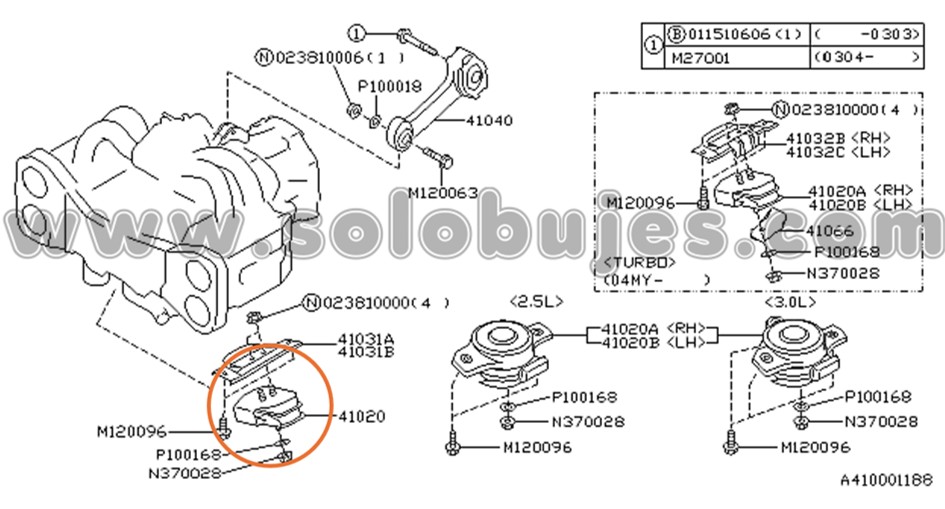 Soporte motor Legacy 2003 catalogo