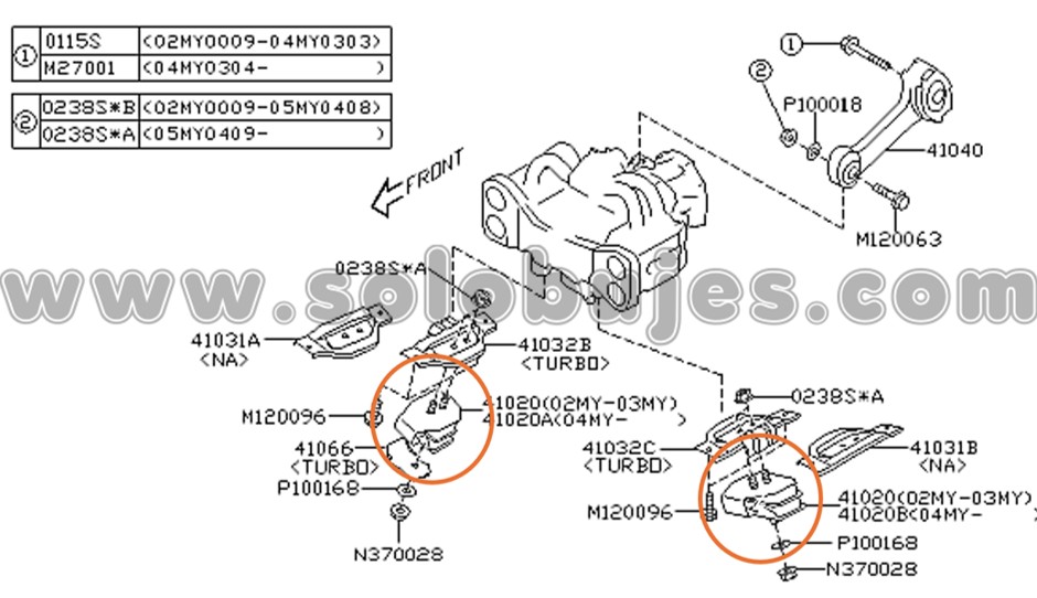 Soporte motor WRX 2002 catalogo