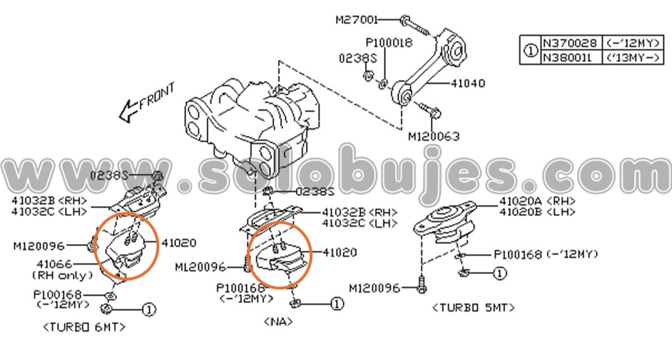 Soporte motor delantero WRX 2012 catalogo