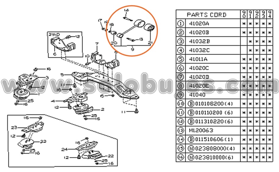 Soporte motor trasero Legacy 1992 catalogo