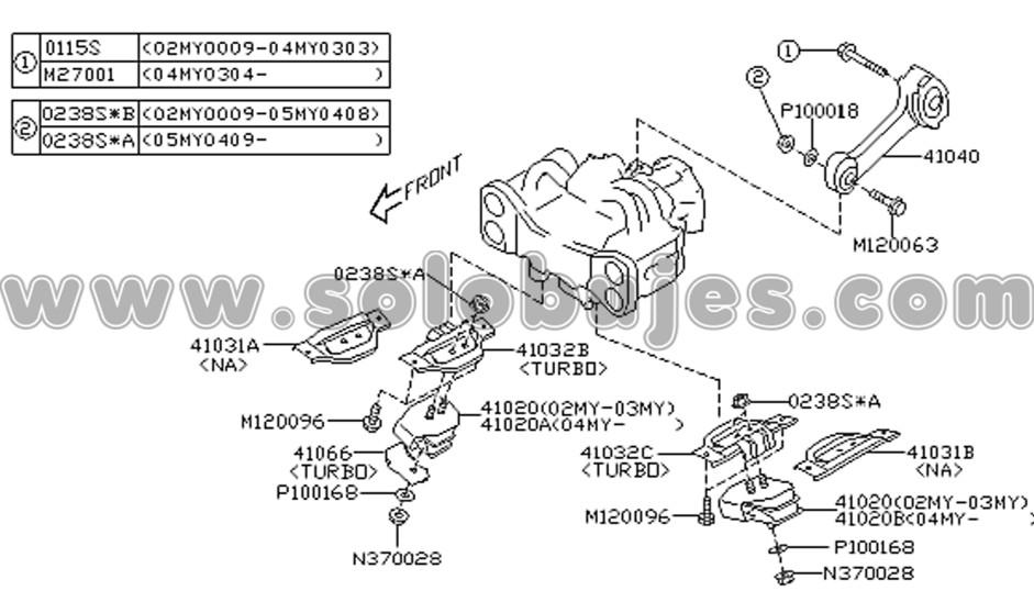 Soporte motor trasero WRX 2007 catalogo