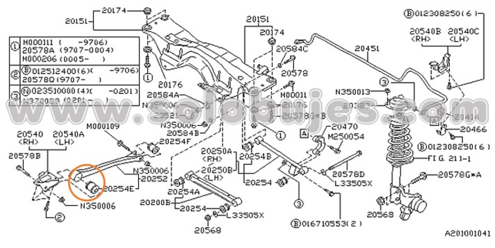 Buje brazo trasero Outback 2003 catalogo