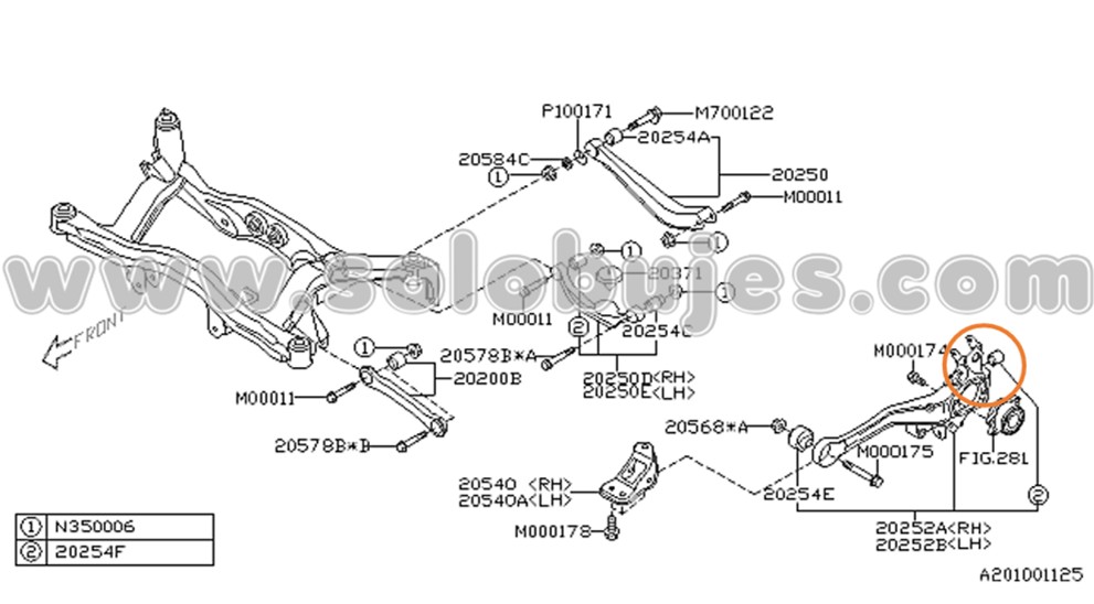 Buje portamangueta Outback 2007 catalogo