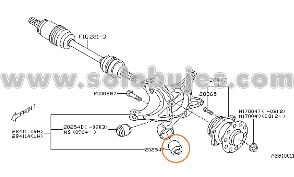 Buje portamangueta Outback 2021 Catalogo
