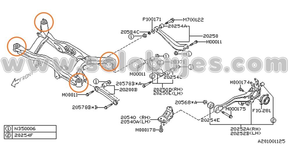 Buje puente trasero Outback 2007 catalogo