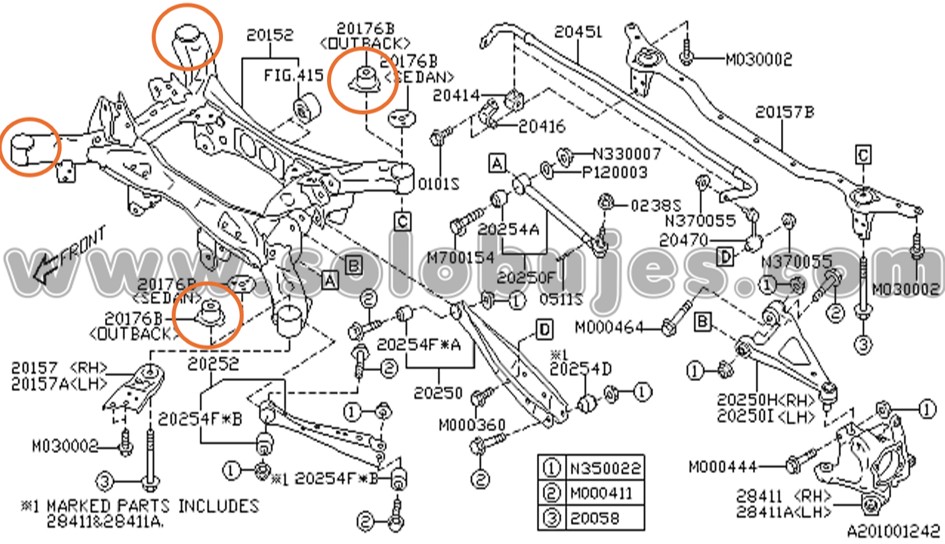 Buje puente trasero Outback 2025 catalogo