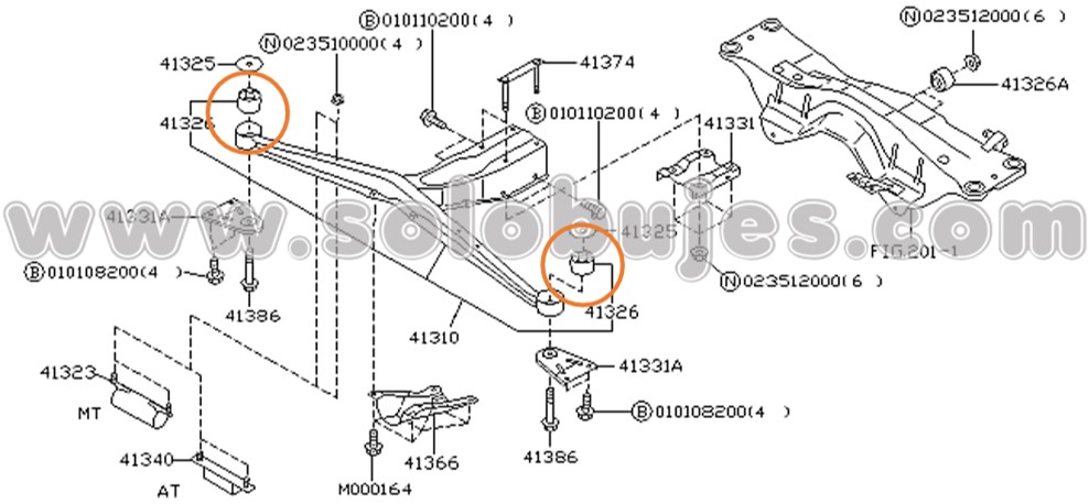 Buje soporte diferencial Outback 1997 catalogo