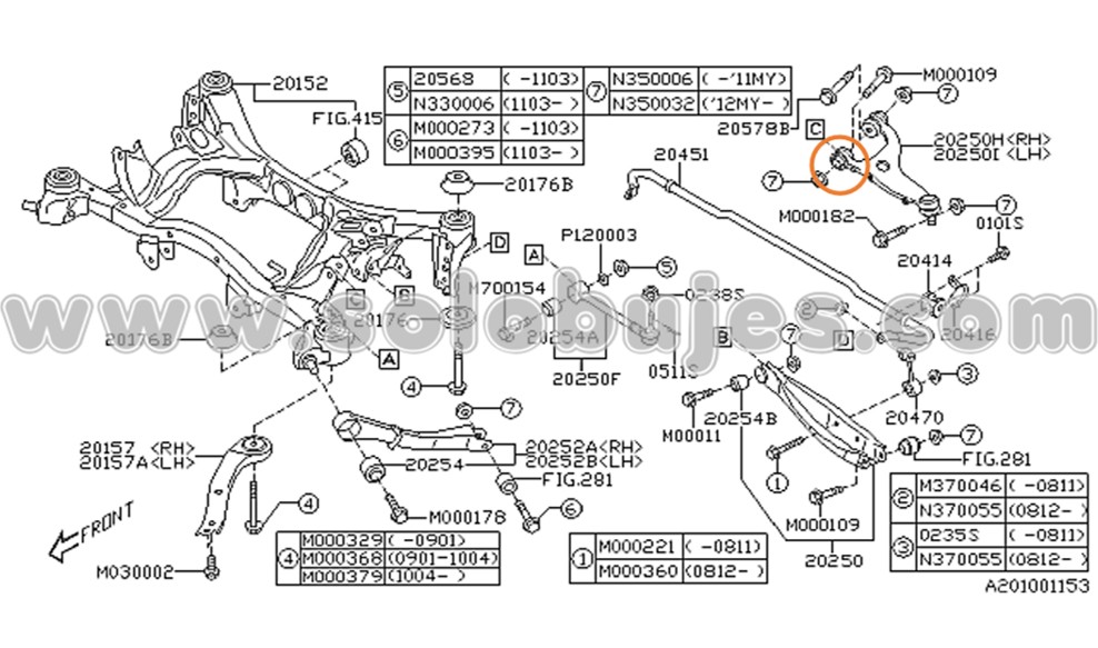 Buje superior tijera trasera Outback 2015 catalogo
