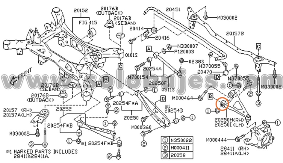 Buje superior tijera trasera Outback 2022 catalogo
