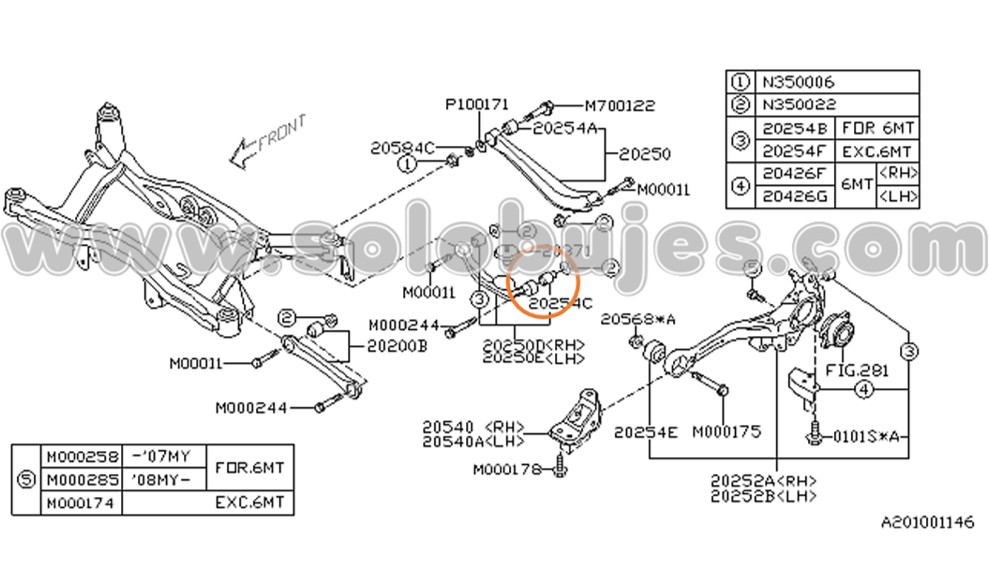 Buje templete trasero Outback 2008 catalogo