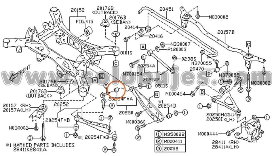 Buje tijera trasera Outback 2025 catalogo