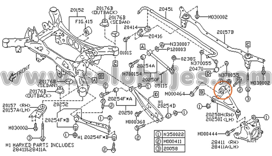 Bujes tijera trasero superior Outback 2025 catalogo