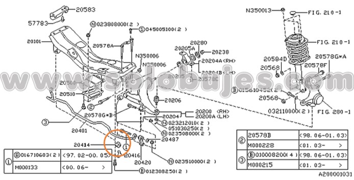 Cauchos estabilizadora Outback 1998 catalogo