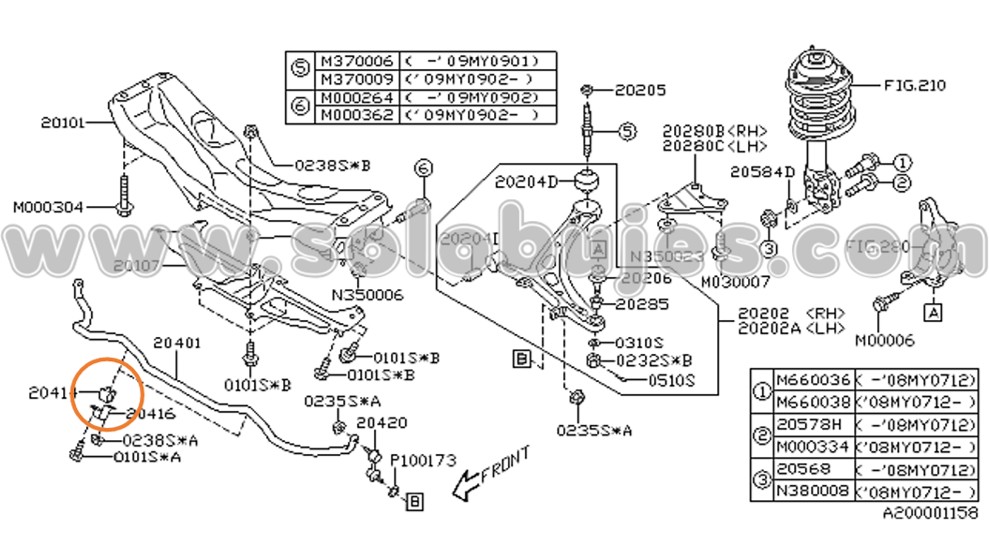 Cauchos estabilizadora Outback 2009 catalogo