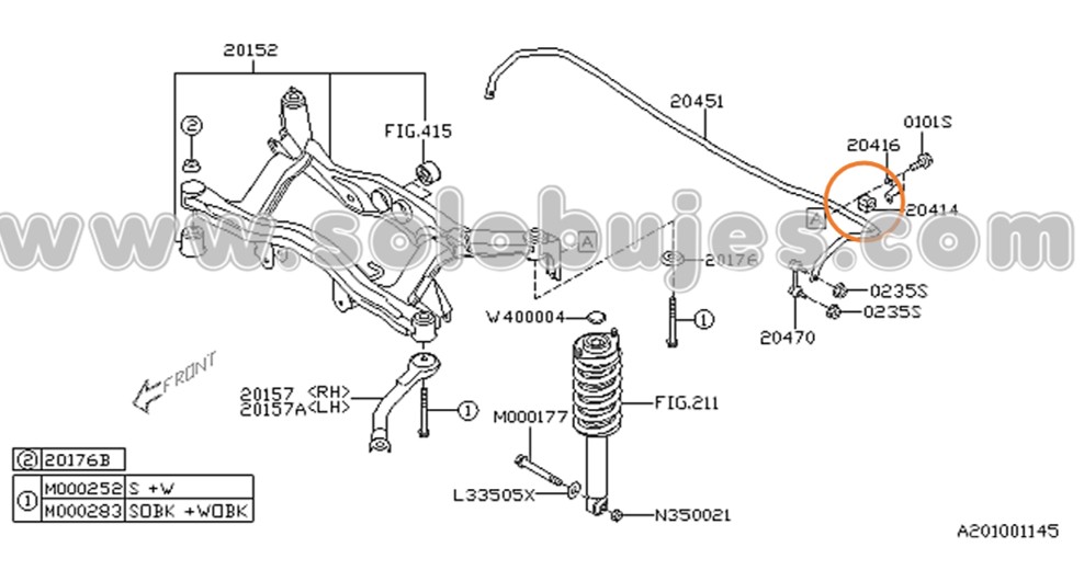 Cauchos estabilizadora traseros Outback 2005 catalogo