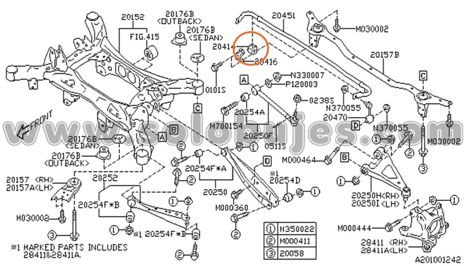 Cauchos estabilizadora traseros Outback 2023 catalogo