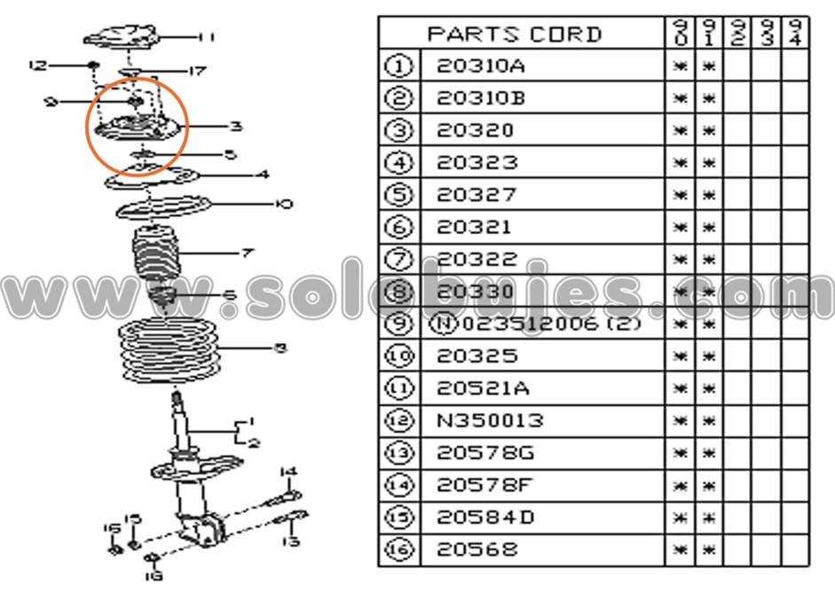 Soporte amortiguador Outback 2000 catalogo