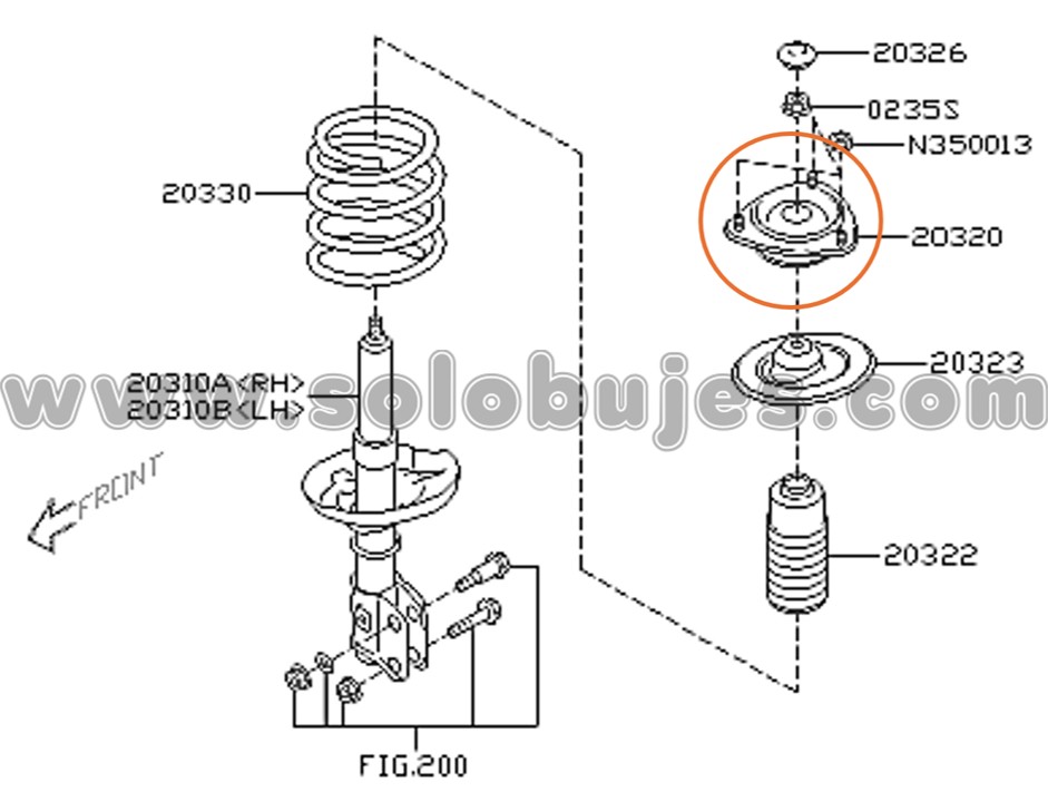 Soporte amortiguador Outback 2010 catalogo