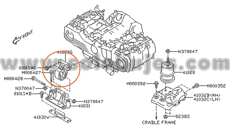 Soporte motor delantero Outback 2018 catalogo