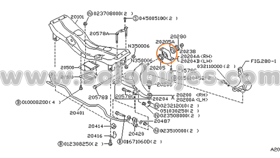 Soporte tijera izquierdo Outback 1998 catalogo